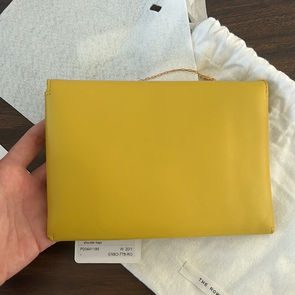THE ROW Small Yellow Leather Envelope crossbody Bag - Picture 5 of 10